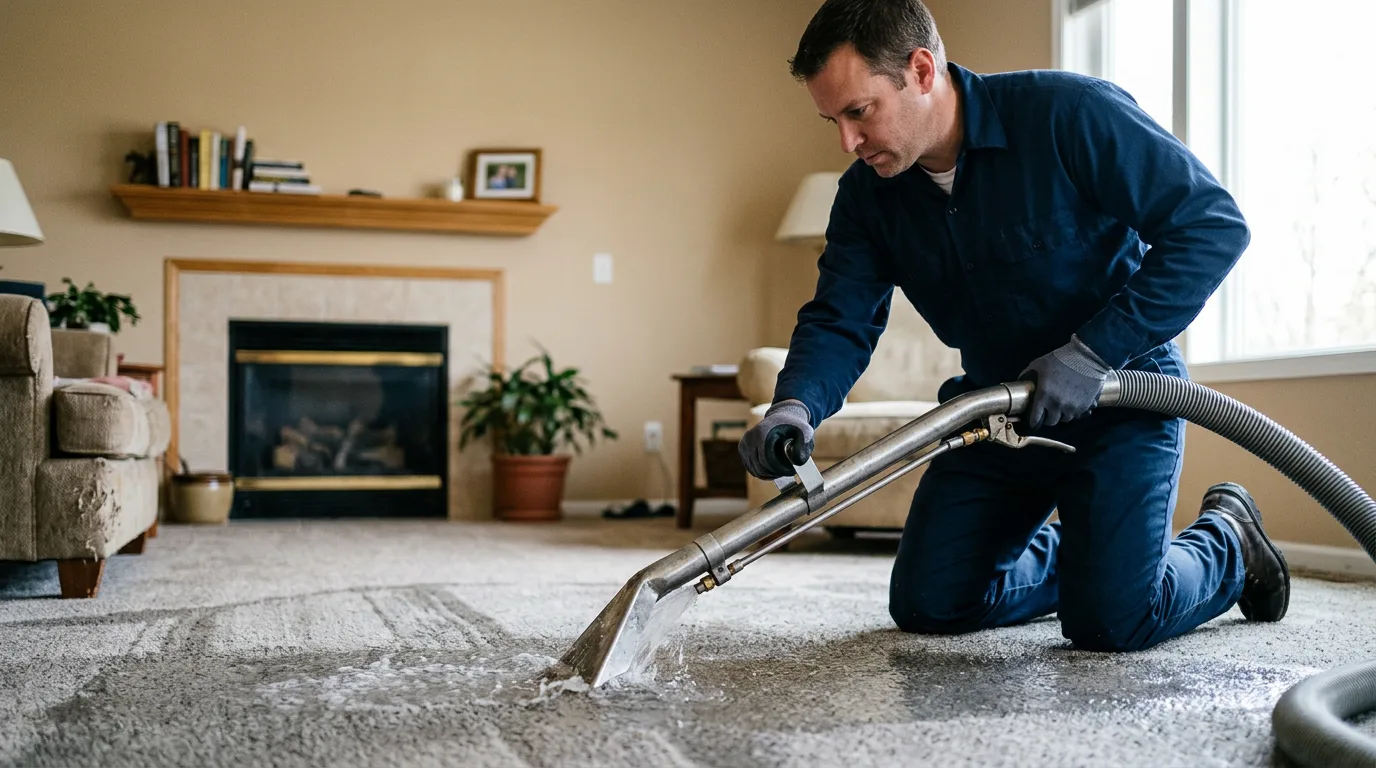 Water damage restoration technician working near Gnadenhutten, OH